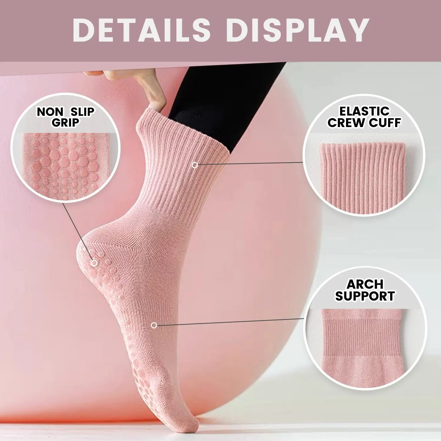 4 pairs of women's yoga socks, - Pilates & Yoga Vertebrasana review and price