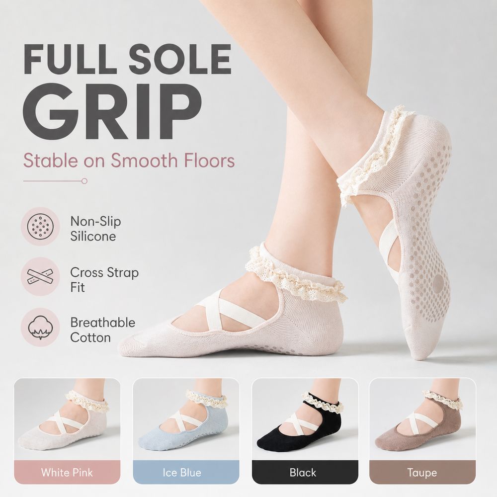 New Non Slip Yoga Socks Lace T - Pilates Ankle Strap review and price